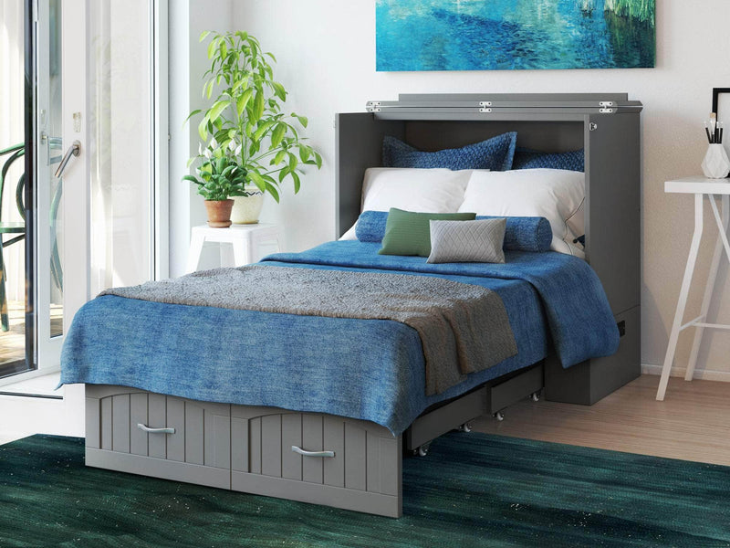 AFI Furnishings Murphy Cabinet Bed Southampton Murphy Cabinet Bed Chest with 6" Gel Memory Foam Mattress, Storage Drawer and Built-in Charger - Available in 3 Colours and 3 Sizes