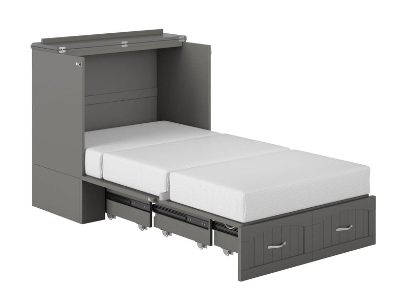 AFI Furnishings Murphy Cabinet Bed Southampton Murphy Cabinet Bed Chest with 6" Gel Memory Foam Mattress, Storage Drawer and Built-in Charger - Available in 3 Colours and 3 Sizes