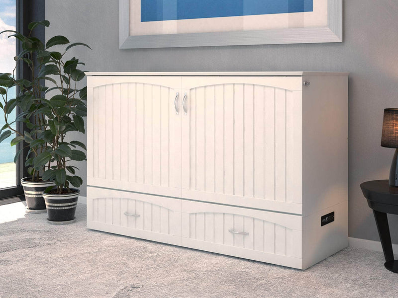 AFI Furnishings Murphy Cabinet Bed Southampton Murphy Cabinet Bed Chest with 6" Gel Memory Foam Mattress, Storage Drawer and Built-in Charger - Available in 3 Colours and 3 Sizes