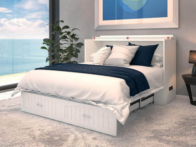AFI Furnishings Murphy Cabinet Bed Southampton Murphy Cabinet Bed Chest with 6" Gel Memory Foam Mattress, Storage Drawer and Built-in Charger - Available in 3 Colours and 3 Sizes