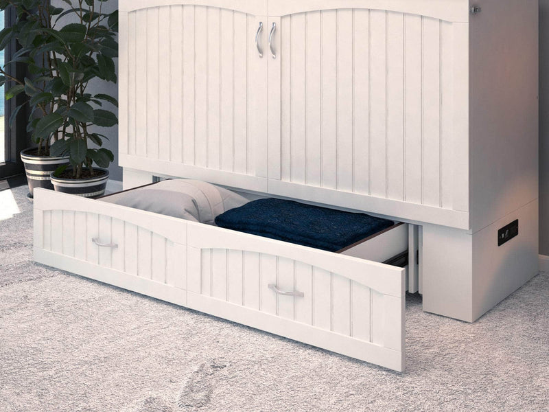 AFI Furnishings Murphy Cabinet Bed Southampton Murphy Cabinet Bed Chest with 6" Gel Memory Foam Mattress, Storage Drawer and Built-in Charger - Available in 3 Colours and 3 Sizes