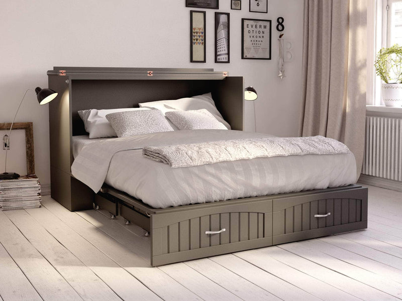 AFI Furnishings Murphy Cabinet Bed Southampton Murphy Cabinet Bed Chest with 6" Gel Memory Foam Mattress, Storage Drawer and Built-in Charger - Available in 3 Colours and 3 Sizes