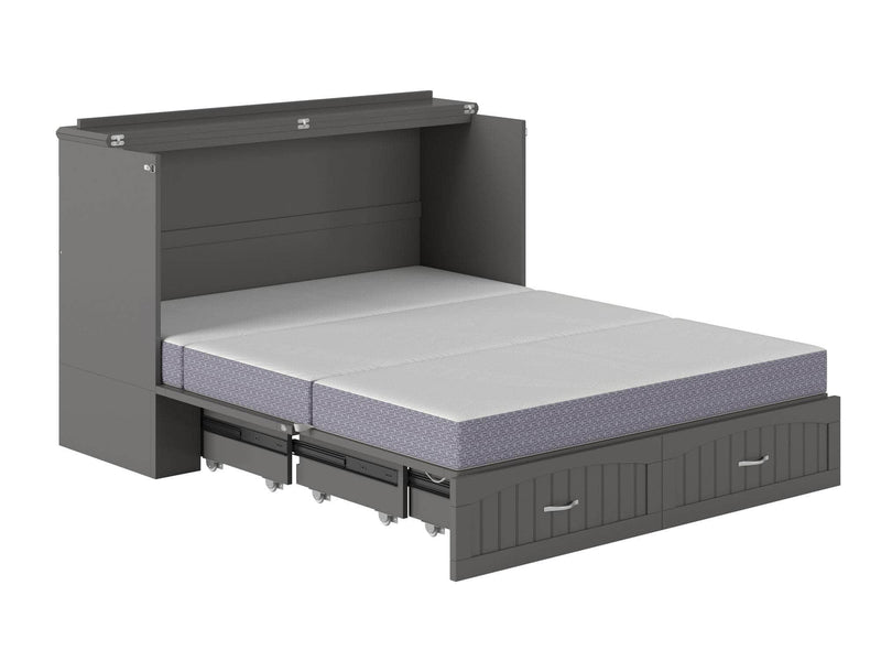AFI Furnishings Murphy Cabinet Bed Southampton Murphy Cabinet Bed Chest with 6" Gel Memory Foam Mattress, Storage Drawer and Built-in Charger - Available in 3 Colours and 3 Sizes