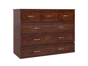 AFI Furnishings Murphy Cabinet Bed Walnut / Full Northfield Murphy Cabinet Bed Chest with 6" Gel Memory Foam Mattress, Storage Drawer and Built-in Charger - Available in 6 Colours and 3 Sizes