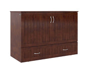 AFI Furnishings Murphy Cabinet Bed Walnut / Full Southampton Murphy Cabinet Bed Chest with 6" Gel Memory Foam Mattress, Storage Drawer and Built-in Charger - Available in 3 Colours and 3 Sizes