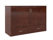 AFI Furnishings Murphy Cabinet Bed Walnut / Queen Hamilton Murphy Cabinet Bed Chest with 6" Gel Memory Foam Mattress, Storage Drawer and Built-in Charger - Available in 4 Colours and 3 Sizes