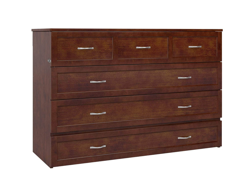 AFI Furnishings Murphy Cabinet Bed Walnut / Queen Northfield Murphy Cabinet Bed Chest with 6" Gel Memory Foam Mattress, Storage Drawer and Built-in Charger - Available in 6 Colours and 3 Sizes