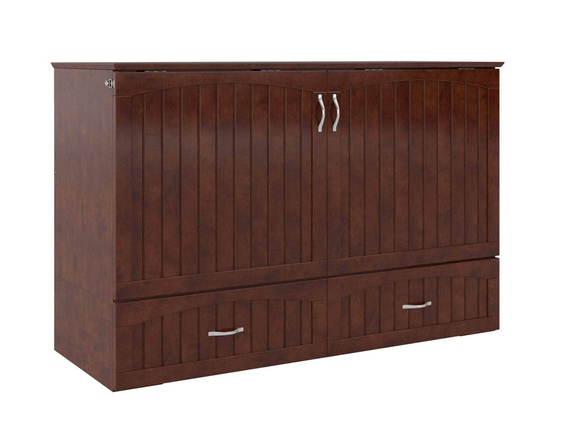 AFI Furnishings Murphy Cabinet Bed Walnut / Queen Southampton Murphy Cabinet Bed Chest with 6" Gel Memory Foam Mattress, Storage Drawer and Built-in Charger - Available in 3 Colours and 3 Sizes