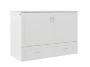 AFI Furnishings Murphy Cabinet Bed White / Full Hamilton Murphy Cabinet Bed Chest with 6" Gel Memory Foam Mattress, Storage Drawer and Built-in Charger - Available in 4 Colours and 3 Sizes