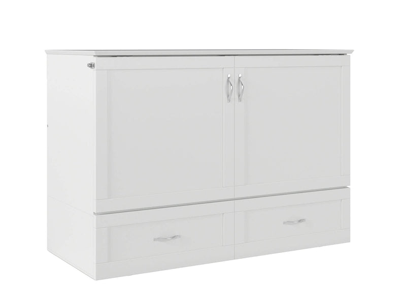 AFI Furnishings Murphy Cabinet Bed White / Full Hamilton Murphy Cabinet Bed Chest with 6" Gel Memory Foam Mattress, Storage Drawer and Built-in Charger - Available in 4 Colours and 3 Sizes