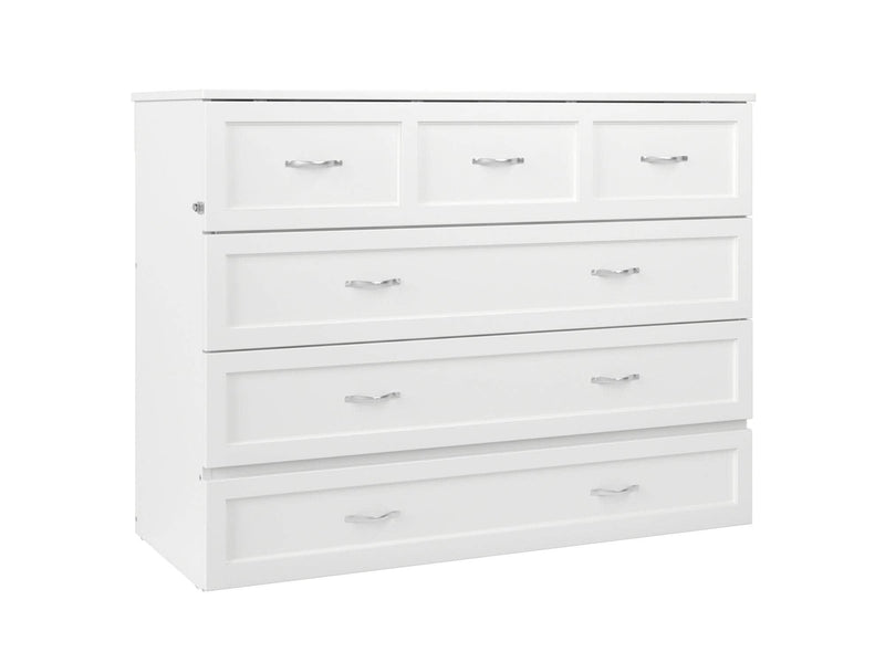 AFI Furnishings Murphy Cabinet Bed White / Full Northfield Murphy Cabinet Bed Chest with 6" Gel Memory Foam Mattress, Storage Drawer and Built-in Charger - Available in 6 Colours and 3 Sizes