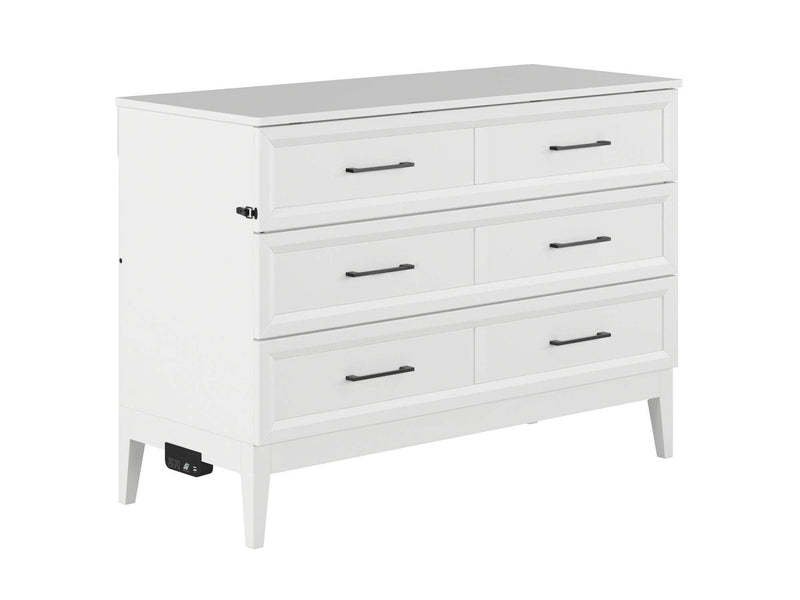 AFI Furnishings Murphy Cabinet Bed White / Full Santa Fe Murphy Bed Chest with 6" Gel Memory Foam Mattress and Built-in Charger - Available in 4 Colours and 3 Sizes