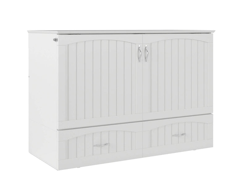 AFI Furnishings Murphy Cabinet Bed White / Full Southampton Murphy Cabinet Bed Chest with 6" Gel Memory Foam Mattress, Storage Drawer and Built-in Charger - Available in 3 Colours and 3 Sizes