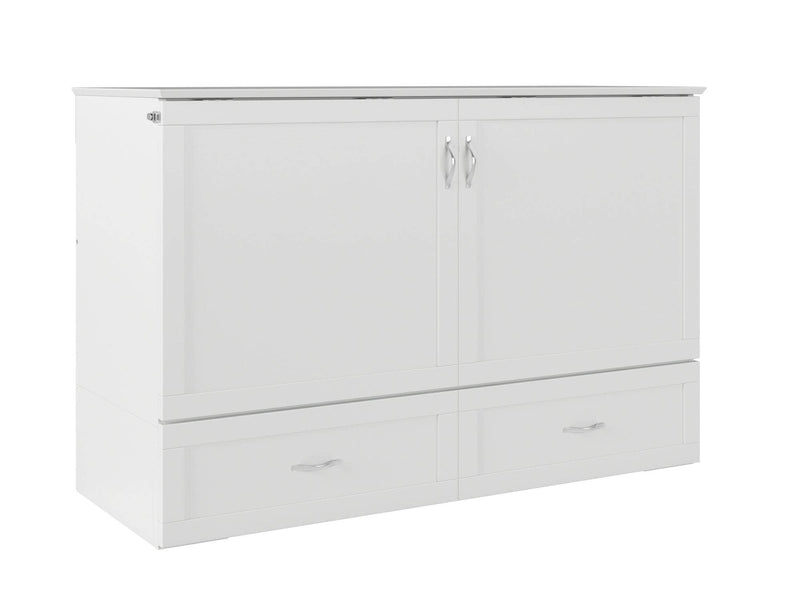 AFI Furnishings Murphy Cabinet Bed White / Queen Hamilton Murphy Cabinet Bed Chest with 6" Gel Memory Foam Mattress, Storage Drawer and Built-in Charger - Available in 4 Colours and 3 Sizes
