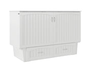 AFI Furnishings Murphy Cabinet Bed White / Queen Nantucket Murphy Cabinet Bed Chest with 6" Gel Memory Foam Mattress, Storage Drawer and Built-in Charger - Available in 4 Colours and 3 Sizes