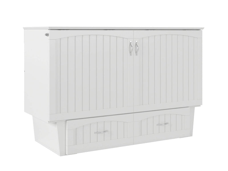 AFI Furnishings Murphy Cabinet Bed White / Queen Nantucket Murphy Cabinet Bed Chest with 6" Gel Memory Foam Mattress, Storage Drawer and Built-in Charger - Available in 4 Colours and 3 Sizes