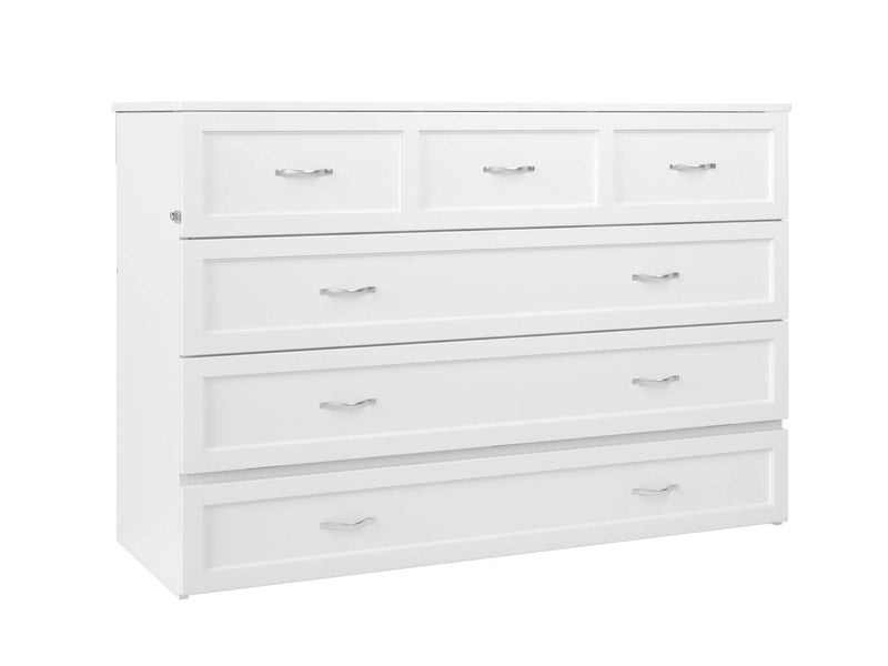 AFI Furnishings Murphy Cabinet Bed White / Queen Northfield Murphy Cabinet Bed Chest with 6" Gel Memory Foam Mattress, Storage Drawer and Built-in Charger - Available in 6 Colours and 3 Sizes