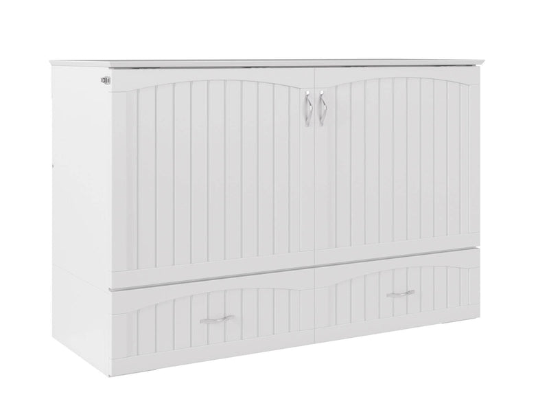 AFI Furnishings Murphy Cabinet Bed White / Queen Southampton Murphy Cabinet Bed Chest with 6" Gel Memory Foam Mattress, Storage Drawer and Built-in Charger - Available in 3 Colours and 3 Sizes