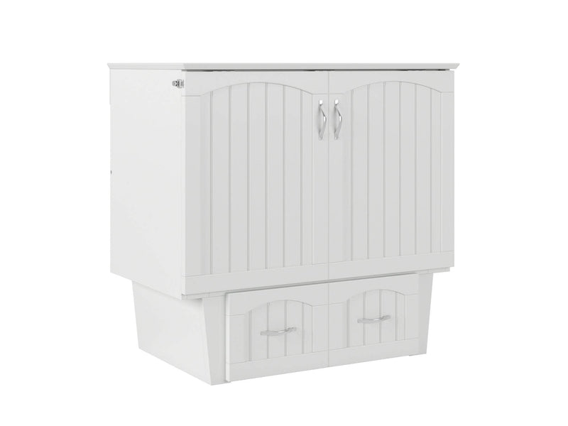 AFI Furnishings Murphy Cabinet Bed White / Twin Nantucket Murphy Cabinet Bed Chest with 6" Gel Memory Foam Mattress, Storage Drawer and Built-in Charger - Available in 4 Colours and 3 Sizes