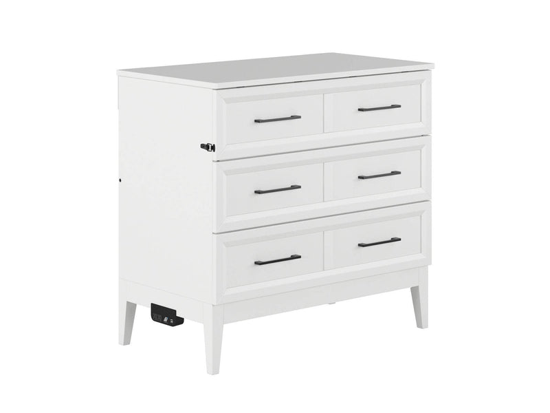 AFI Furnishings Murphy Cabinet Bed White / Twin Santa Fe Murphy Bed Chest with 6" Gel Memory Foam Mattress and Built-in Charger - Available in 4 Colours and 3 Sizes