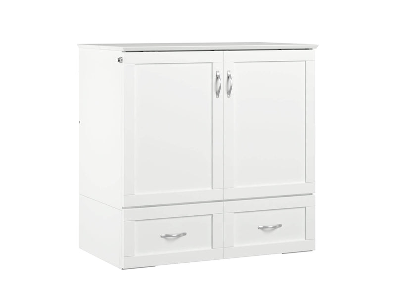 AFI Furnishings Murphy Cabinet Bed White / Twin XL Hamilton Murphy Cabinet Bed Chest with 6" Gel Memory Foam Mattress, Storage Drawer and Built-in Charger - Available in 4 Colours and 3 Sizes