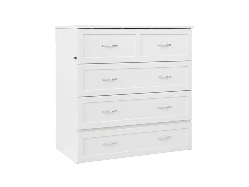 AFI Furnishings Murphy Cabinet Bed White / Twin XL Northfield Murphy Cabinet Bed Chest with 6" Gel Memory Foam Mattress, Storage Drawer and Built-in Charger - Available in 6 Colours and 3 Sizes
