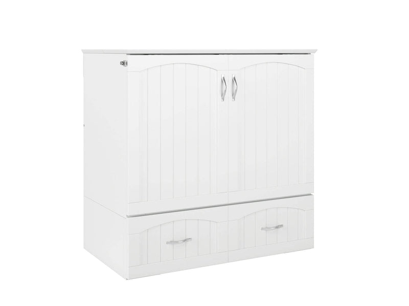 AFI Furnishings Murphy Cabinet Bed White / Twin XL Southampton Murphy Cabinet Bed Chest with 6" Gel Memory Foam Mattress, Storage Drawer and Built-in Charger - Available in 3 Colours and 3 Sizes