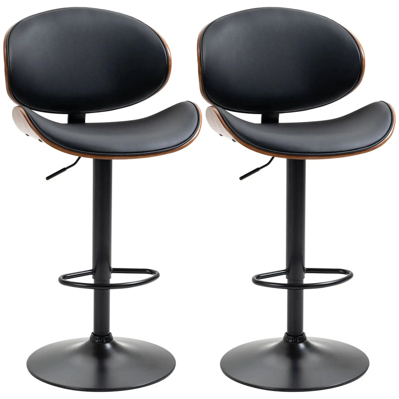 Aosom Bar Stool Adjustable Bar Stools with Faux Leather (Set of 2) - Available in 2 Colours