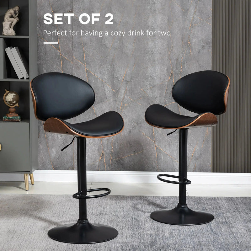 Aosom Bar Stool Adjustable Bar Stools with Faux Leather (Set of 2) - Available in 2 Colours