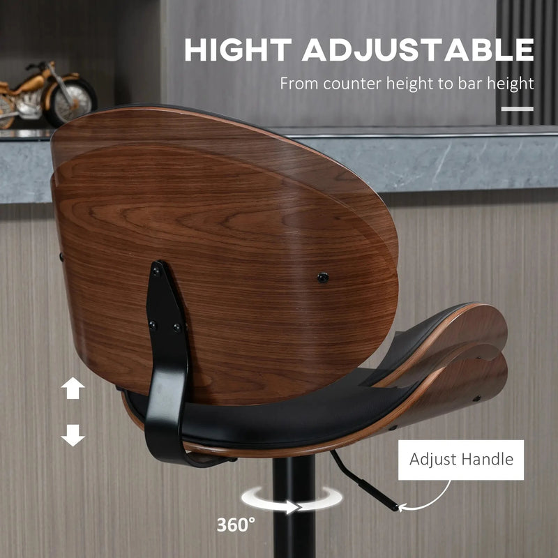 Aosom Bar Stool Adjustable Bar Stools with Faux Leather (Set of 2) - Available in 2 Colours