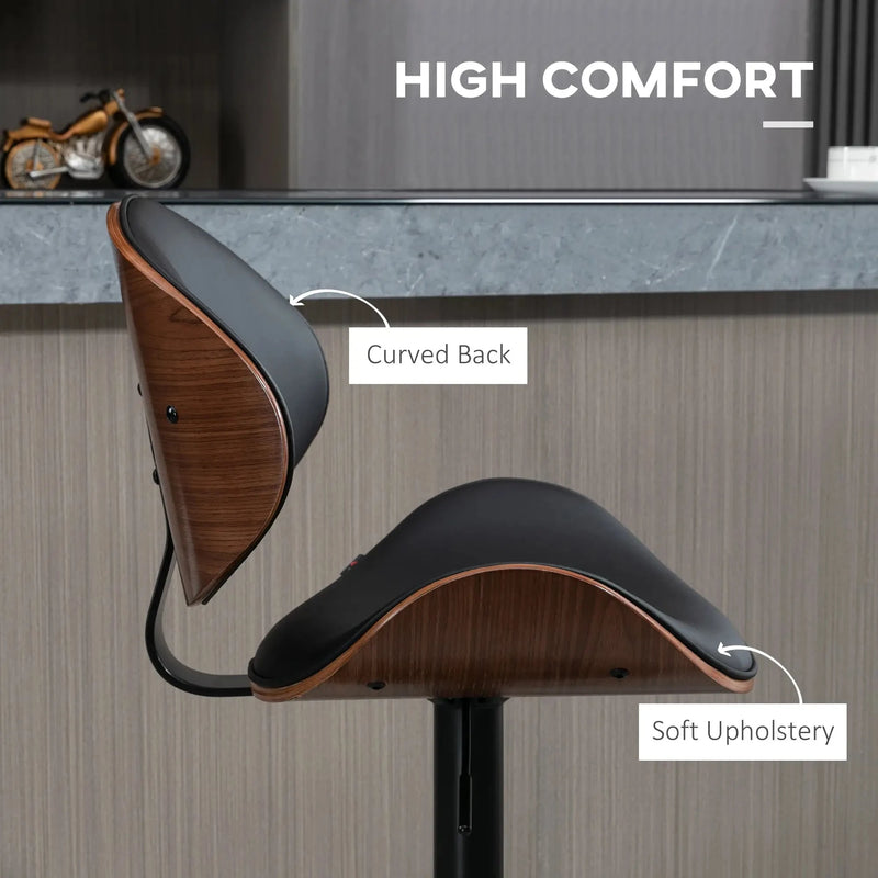 Aosom Bar Stool Adjustable Bar Stools with Faux Leather (Set of 2) - Available in 2 Colours