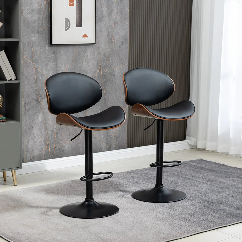 Aosom Bar Stool Adjustable Bar Stools with Faux Leather (Set of 2) - Available in 2 Colours