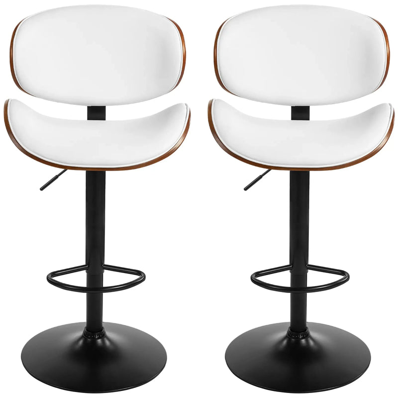 Aosom Bar Stool Adjustable Bar Stools with Faux Leather (Set of 2) - Available in 2 Colours