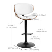 Aosom Bar Stool Adjustable Bar Stools with Faux Leather (Set of 2) - Available in 2 Colours