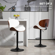 Aosom Bar Stool Adjustable Bar Stools with Faux Leather (Set of 2) - Available in 2 Colours