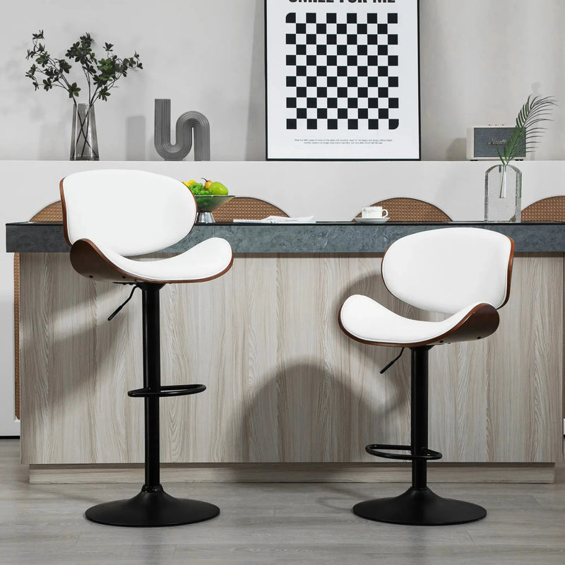 Aosom Bar Stool Adjustable Bar Stools with Faux Leather (Set of 2) - Available in 2 Colours