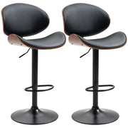 Aosom Bar Stool Black Adjustable Bar Stools with Faux Leather (Set of 2) - Available in 2 Colours