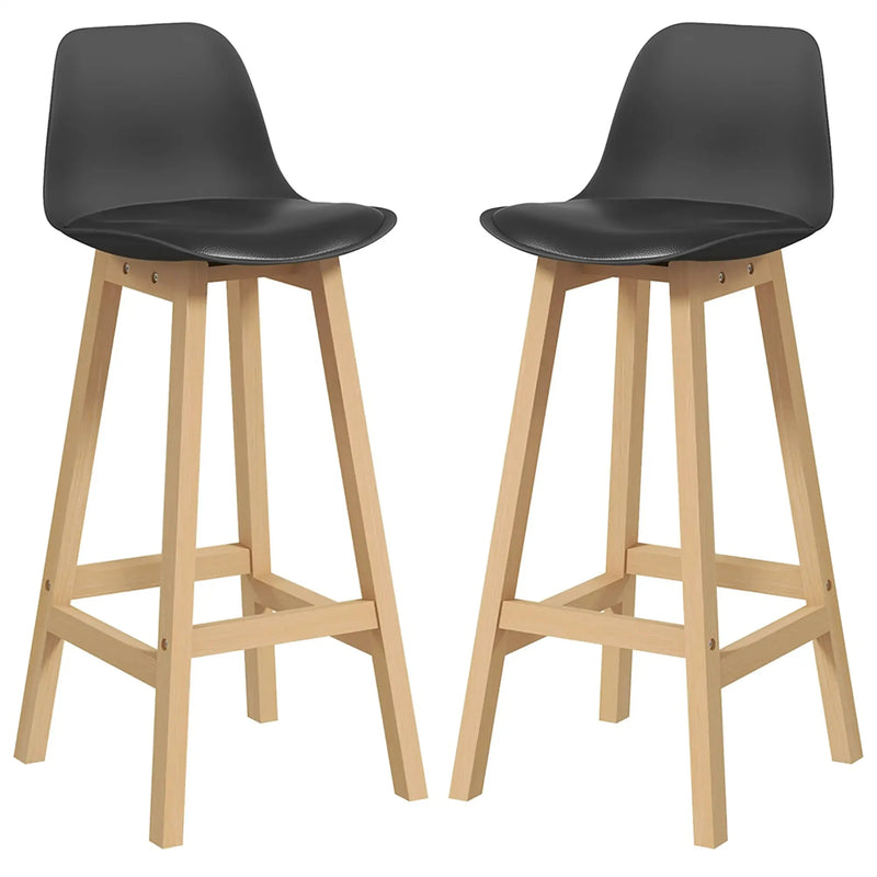 Aosom Bar Stool Black Faux Leather Upholstered Bar Stools (Set of 2) - Available in 2 Colours