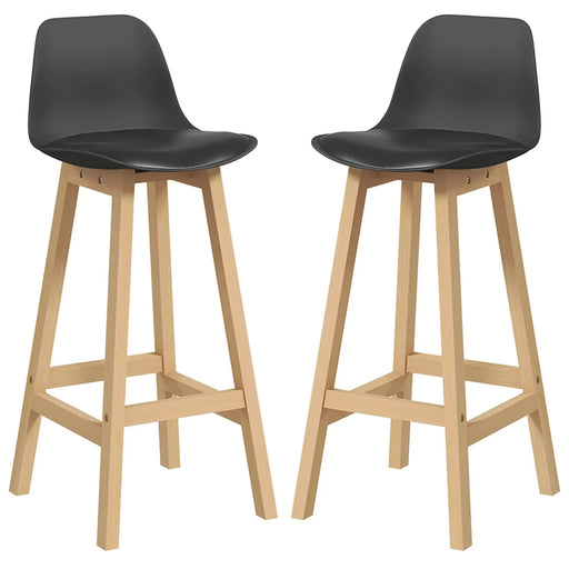 Aosom Bar Stool Black Faux Leather Upholstered Bar Stools (Set of 2) - Available in 2 Colours