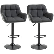 Aosom Bar Stool Black Swivel Adjustable Bar Stools (Set of 2) With Faux Leather and Linen Touch Fabric - Available in 5 Colours