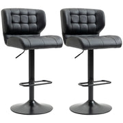 Aosom Bar Stool Black Swivel Faux Leather Adjustable Bar Stools (Set of 2) - Available in 6 Colours