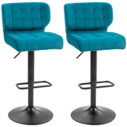 Aosom Bar Stool Blue Swivel Faux Leather Adjustable Bar Stools (Set of 2) - Available in 6 Colours