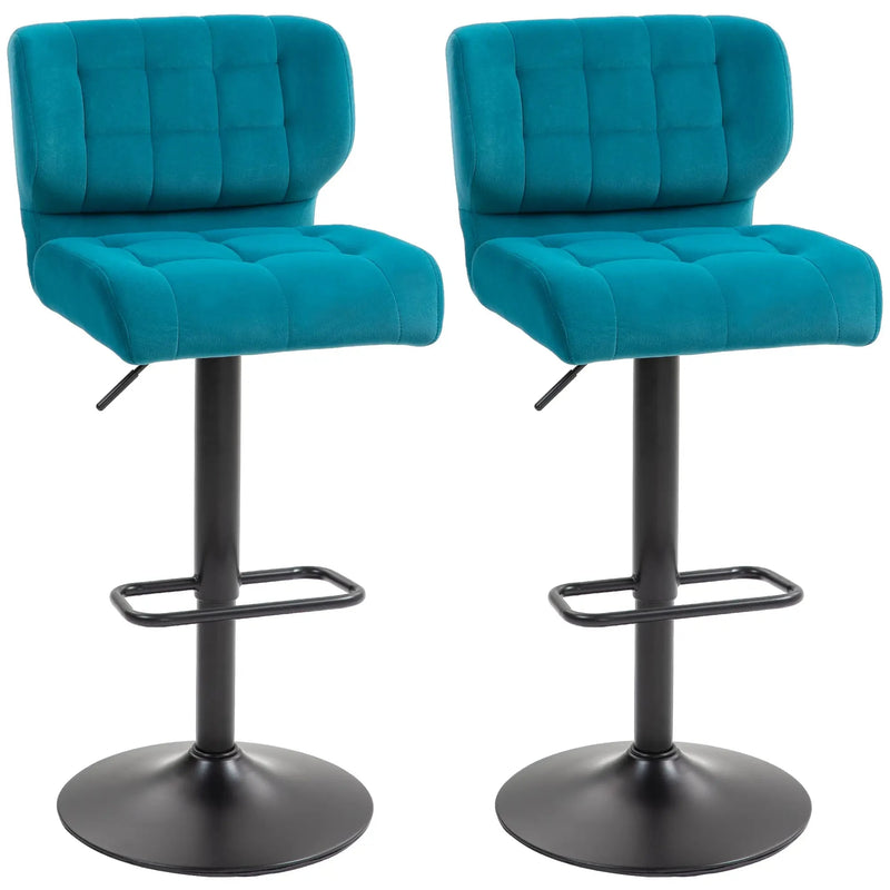 Aosom Bar Stool Blue Swivel Faux Leather Adjustable Bar Stools (Set of 2) - Available in 6 Colours