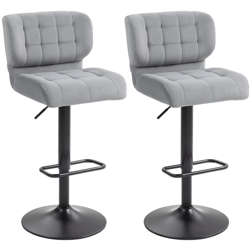 Aosom Bar Stool Darker Grey Swivel Faux Leather Adjustable Bar Stools (Set of 2) - Available in 6 Colours