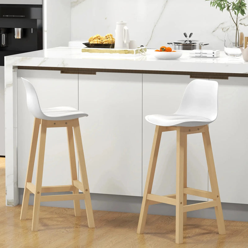 Aosom Bar Stool Faux Leather Upholstered Bar Stools (Set of 2) - Available in 2 Colours