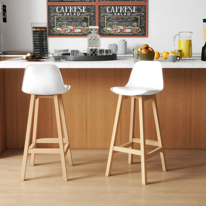 Aosom Bar Stool Faux Leather Upholstered Bar Stools (Set of 2) - Available in 2 Colours