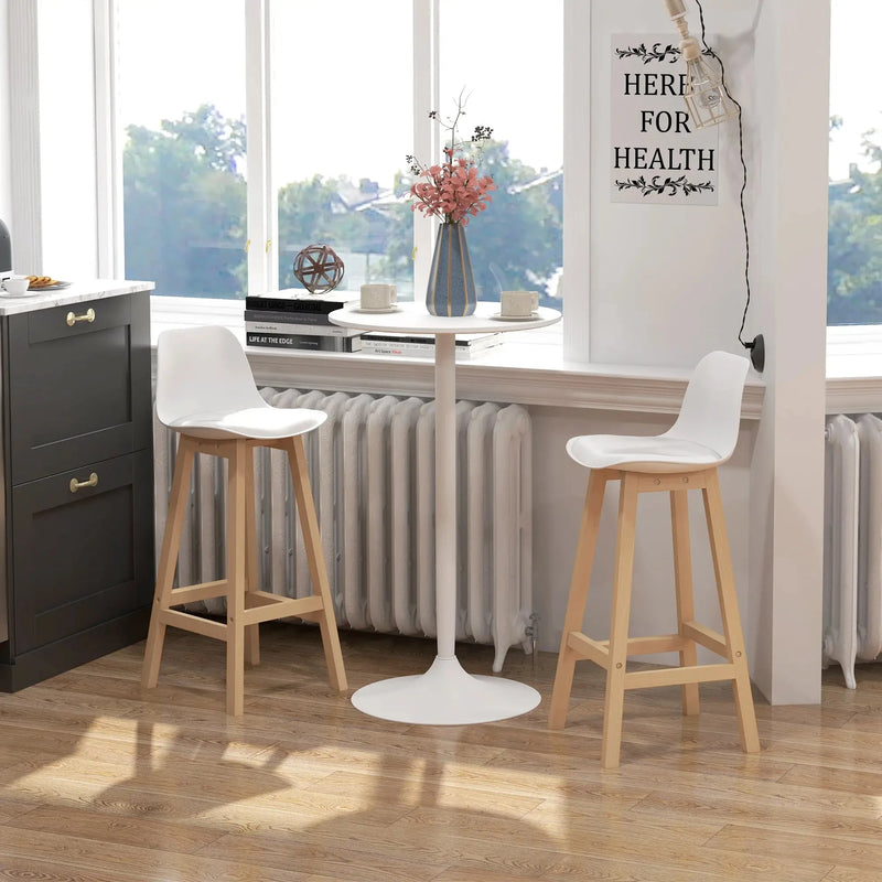 Aosom Bar Stool Faux Leather Upholstered Bar Stools (Set of 2) - Available in 2 Colours