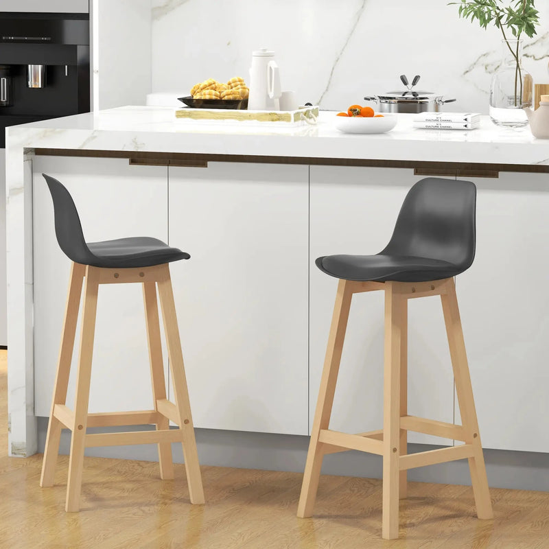 Aosom Bar Stool Faux Leather Upholstered Bar Stools (Set of 2) - Available in 2 Colours