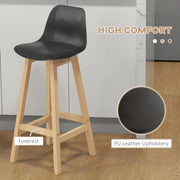 Aosom Bar Stool Faux Leather Upholstered Bar Stools (Set of 2) - Available in 2 Colours