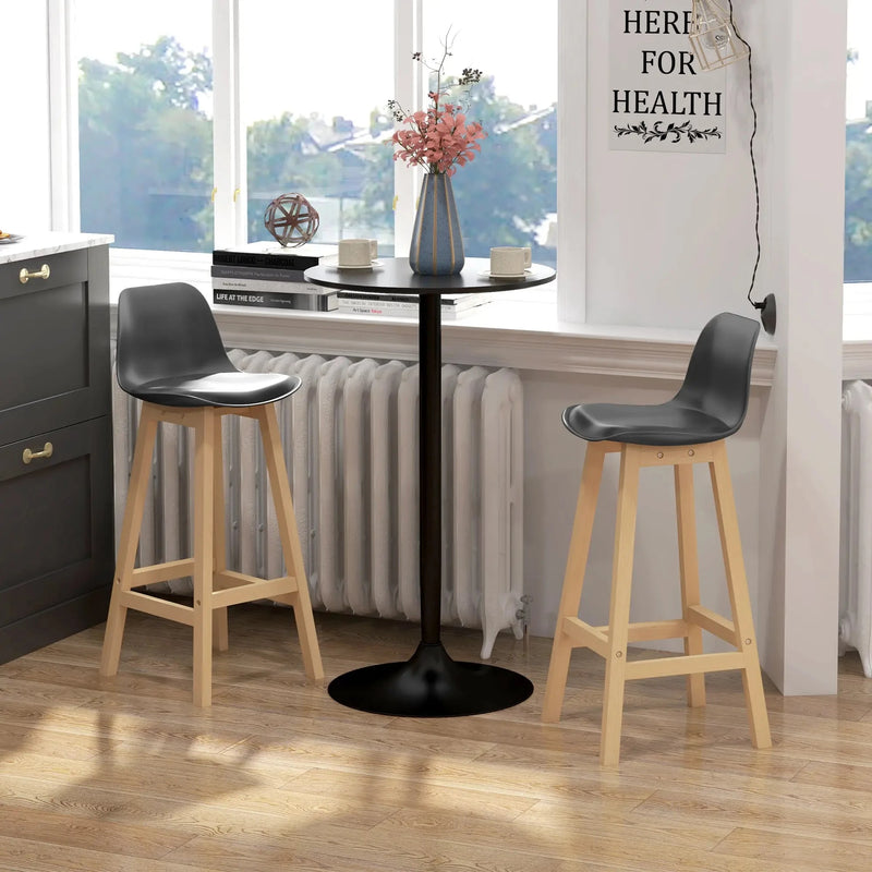 Aosom Bar Stool Faux Leather Upholstered Bar Stools (Set of 2) - Available in 2 Colours
